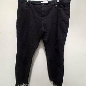 KanCan Jeans Black Distressed Frayed Hem Skinny Leg Plus Size 3XL